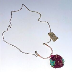 Creative Co-op Cotton Woven Pendant on Golden Necklace NWT